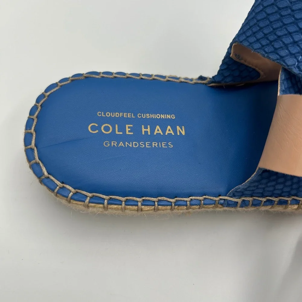 Cole‎ Haan Cloudfeel Espadrille Sandals Womens 8 Blue Snakeskin Textured W24393